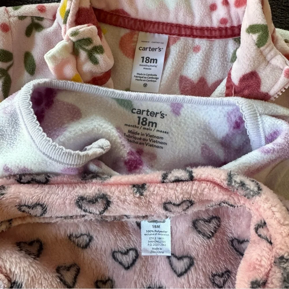 Carter’s Bundle Set 3PC Floral Hearts Pink Pajama Bodysuit Baby Girl 18M